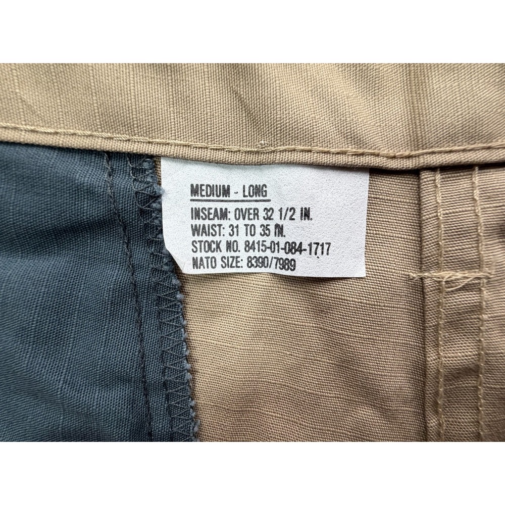 BDU Combat Trousers Khaki Tan Cargo Pants 100% Cotton USA | Men's Medium Long - Picture 5 of 15